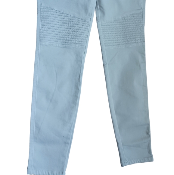 Zara Womens Midrise White Skinny Jeans Textured With Zippers Pockets Size 4 - Picture 4 of 10